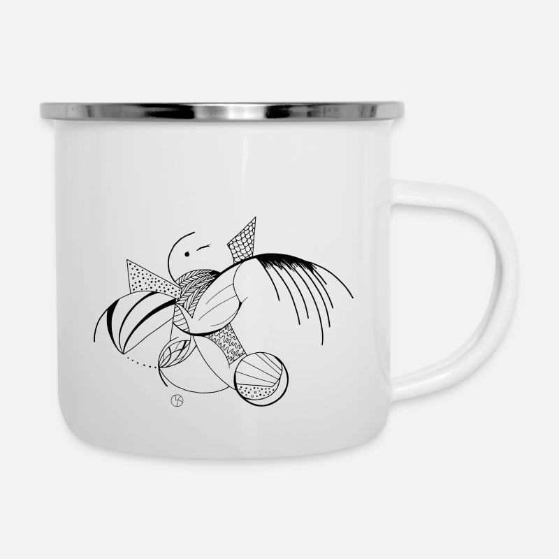 Fabelwesen 2D 2.0 - Emaille-Tasse - Weiß