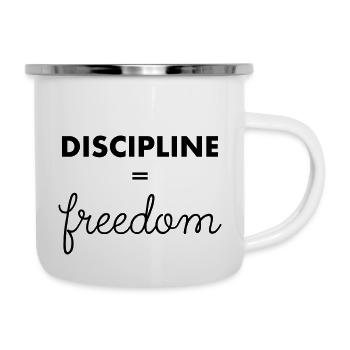 Disziplin Freiheit Motivationszitat - Emaille-Tasse - Weiß - Rechts