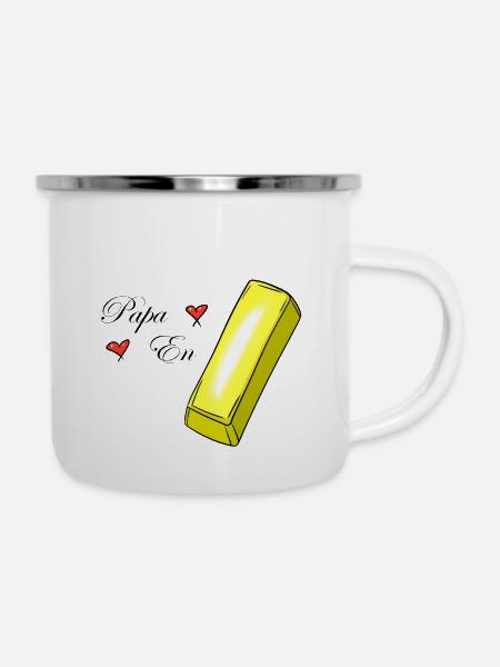 Goldener Papa - Emaille-Tasse - Weiß