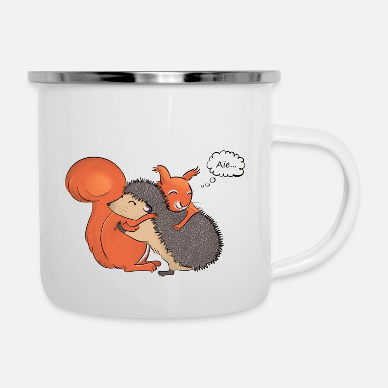 Wappen, stechende Umarmung - Emaille-Tasse - Weiß