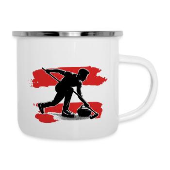 Curling avec drapeau autrichien - Tasse émaillée - blanc - Droite