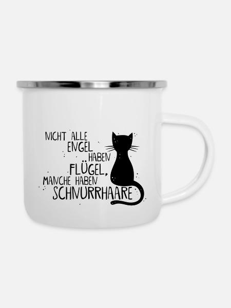 KATZE = ENGEL - Emaille-Tasse - Weiß