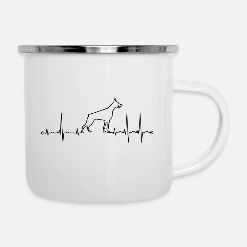 ekg dobermann - Tasse émaillée - blanc