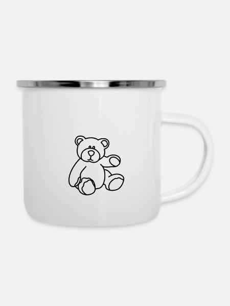 Teddybär - Emaille-Tasse - Weiß