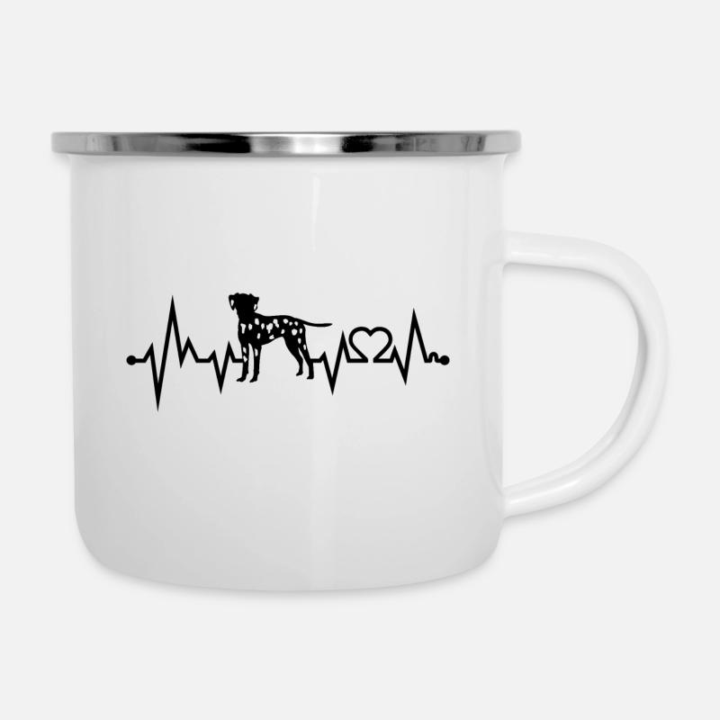 Dalmatiner Puls Herzschlag - Emaille-Tasse - Weiß