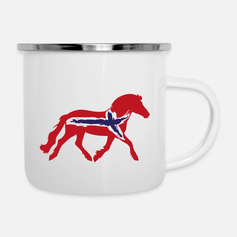 Norweger mit Flagge - Emaille-Tasse - Weiß