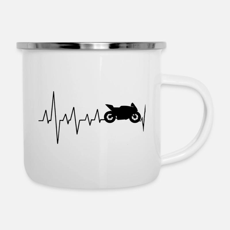 Biker-Battement de cœur - Tasse émaillée - blanc