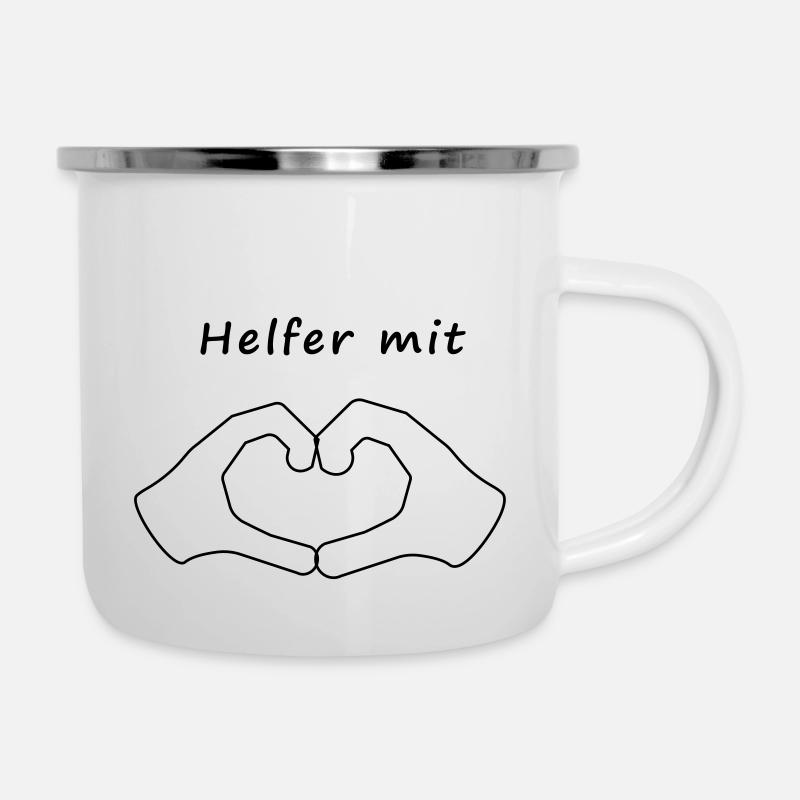 Helfer mit Herz - Emaille-Tasse - Weiß