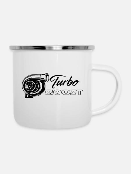 Turbo Boost - Emaille-Tasse - Weiß
