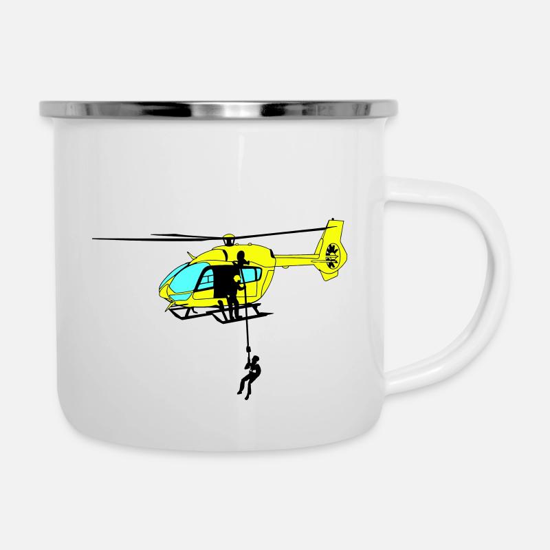 Hubschrauber Helikopter Pilote d’hélicoptère Spotter - Tasse émaillée - blanc