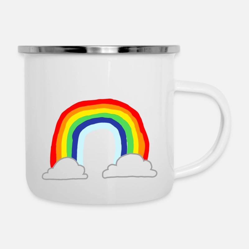 Regenbogen Wolken Cartoon - Emaille-Tasse - Weiß