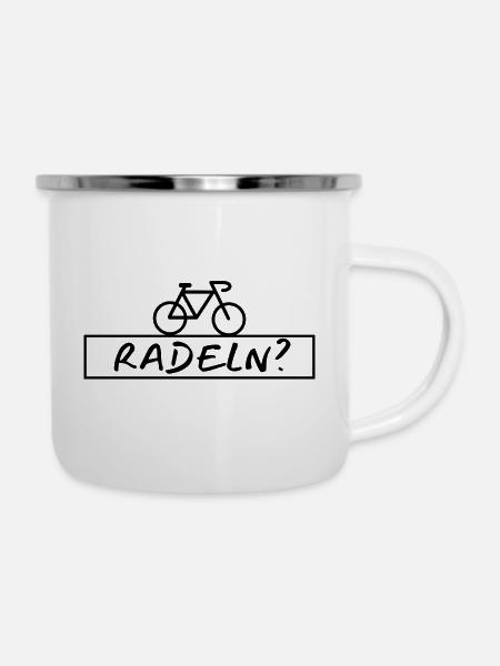 Radeln - Emaille-Tasse - Weiß