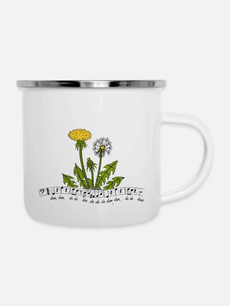 Löwenzahn - Emaille-Tasse - Weiß