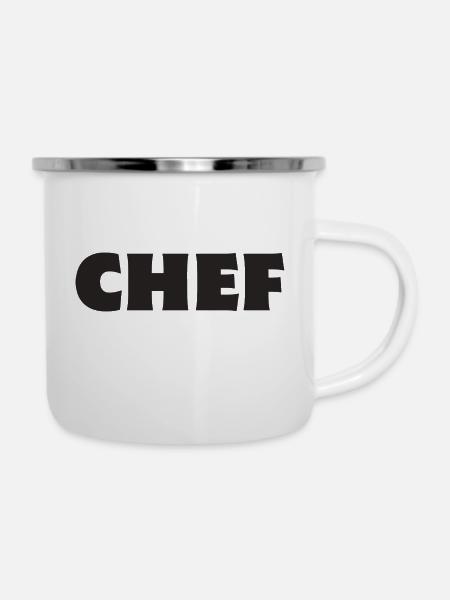 Chef Boss - Emaille-Tasse - Weiß