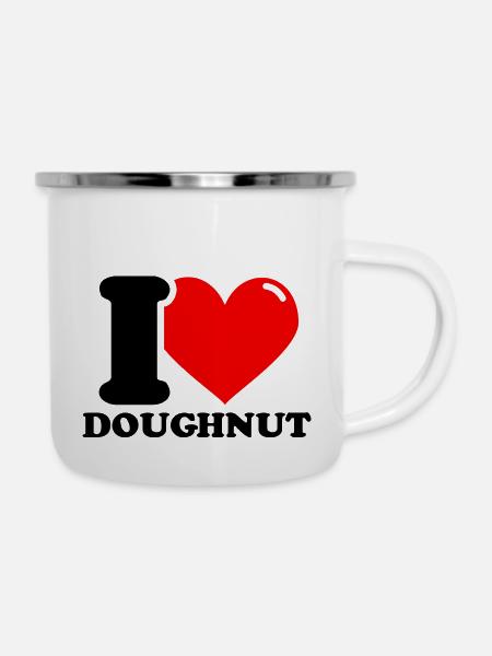 Ich liebe Doughnut - Emaille-Tasse - Weiß
