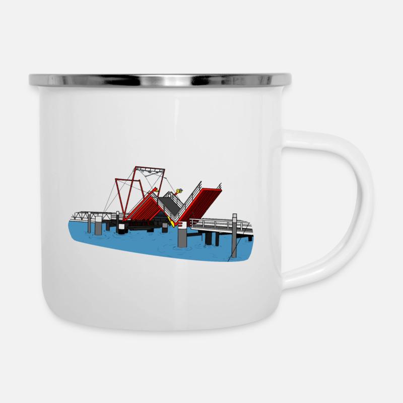 Hörnbrücke in Kiel - Emaille-Tasse - Weiß