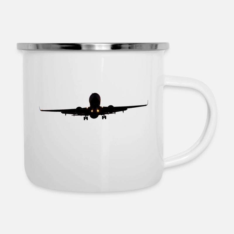 Flugzeug wird landen - Emaille-Tasse - Weiß