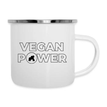 Vegan Power Fitness Gym Workout - Emaille-Tasse - Weiß - Rechts