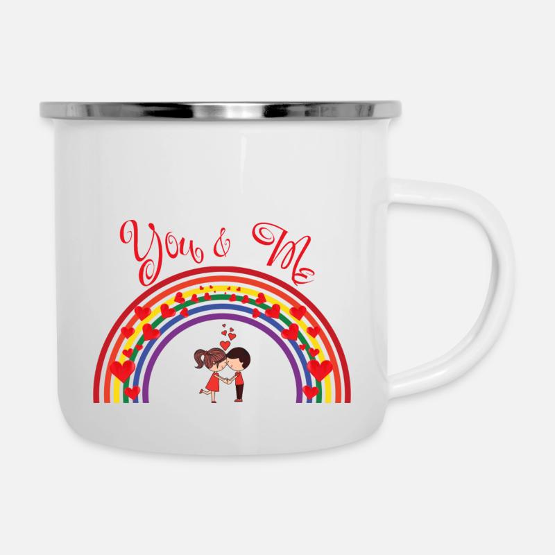 Liebesbogen You & Me - Emaille-Tasse - Weiß