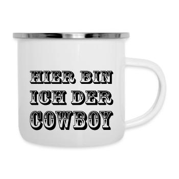 Cowboy Hier - Emaille-Tasse - Weiß - Rechts