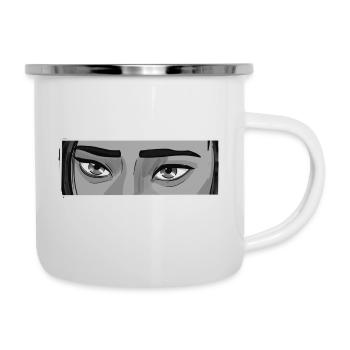 Cait Eyes BW - Emaille-Tasse - Weiß - Rechts