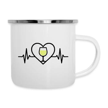 Vin Vin Verre Coeur Vin Blanc - Tasse émaillée - blanc - Droite