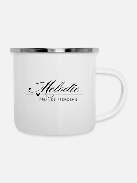 Melodie meines Herzens - Emaille-Tasse - Weiß
