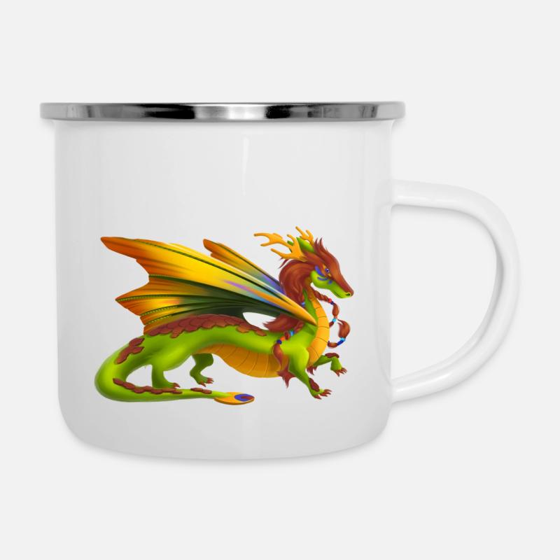 Dragon de la Terre magique - Dragons des éléments - Tasse émaillée - blanc