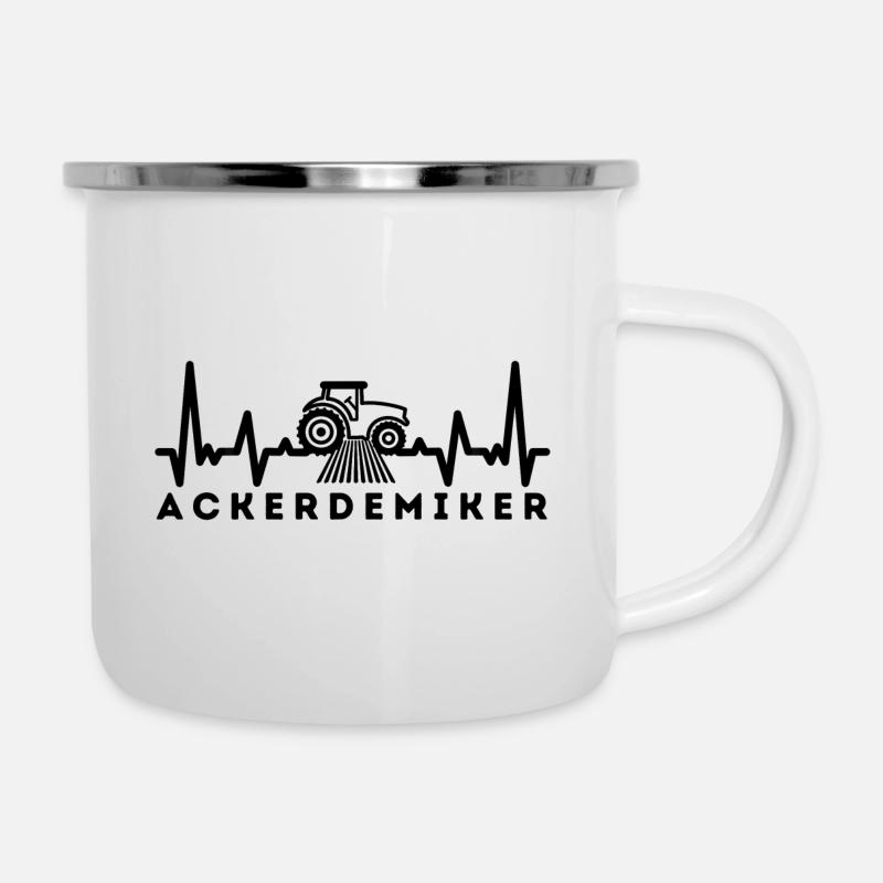 Traktor - Emaille-Tasse - Weiß