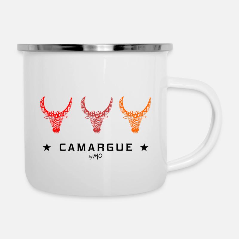 Camargue Taureau 3 couleurs - Tasse émaillée - blanc