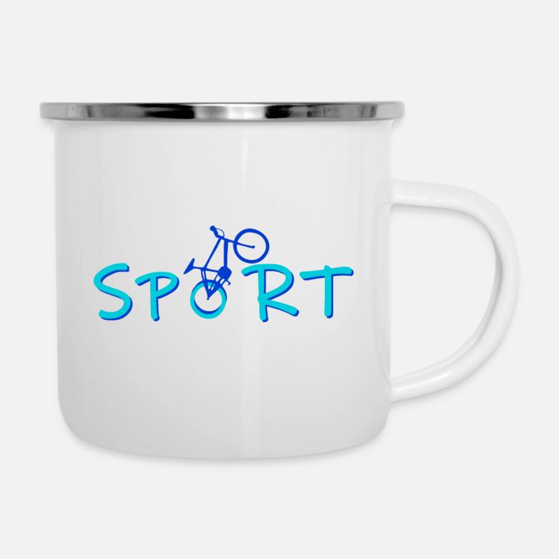 Sport - Emaille-Tasse - Weiß