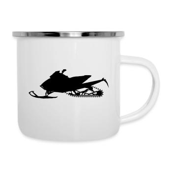 Schneemobil Motorschlitten Snowmobile snowmachine - Emaille-Tasse - Weiß - Rechts
