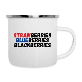 Erdbeeren, Heidelbeeren, Brombeeren - Emaille-Tasse - Weiß - Rechts