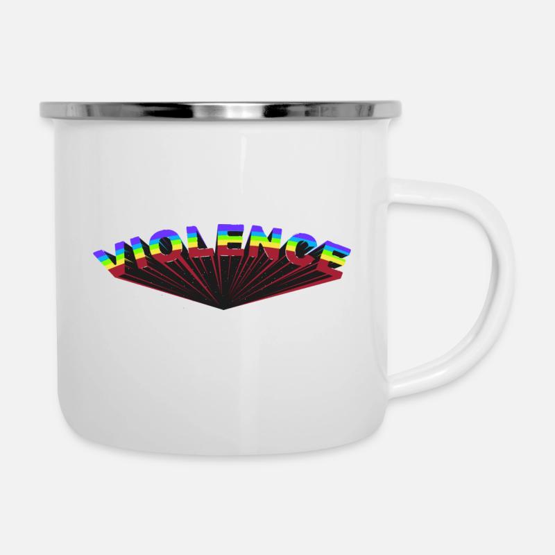 GEWALT - Emaille-Tasse - Weiß