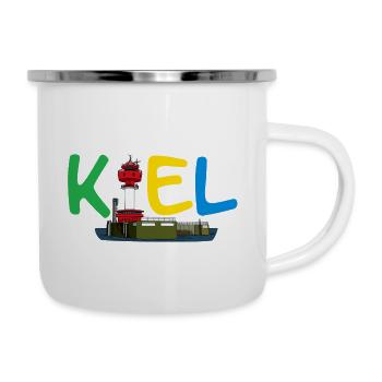 Kiel Leuchtturm Logo (bunt) - Emaille-Tasse - Weiß - Rechts