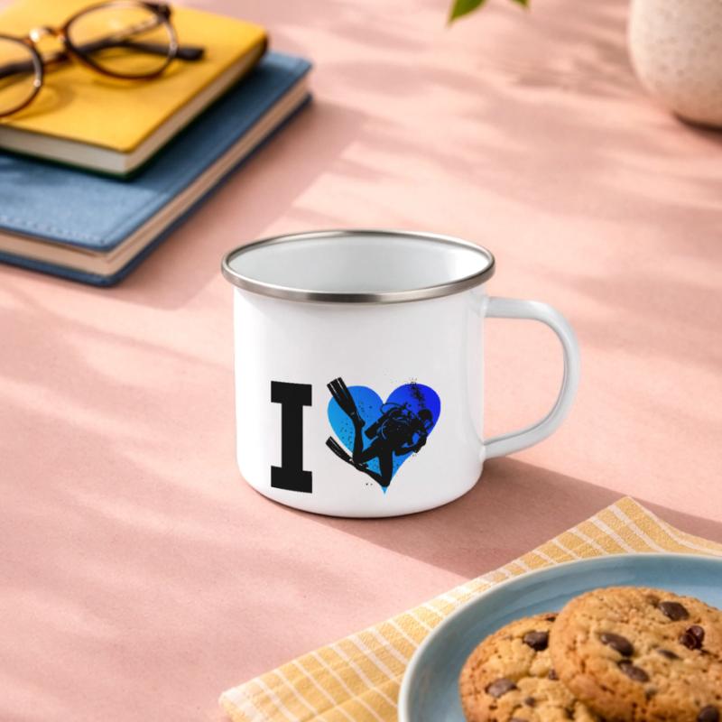 Plongée Libre Plongée Plongeur Plongée Plongeuse Tasse émaillée