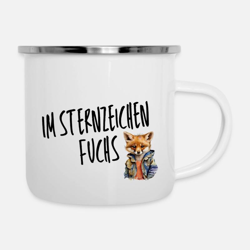 Im Sternzeichen Fuchs – Charmant & Schlau - Emaille-Tasse - Weiß