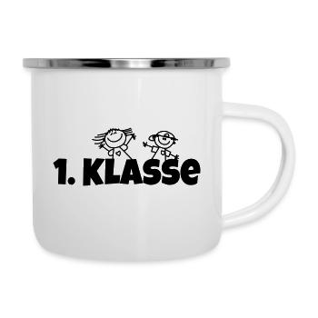 1 Klasse - Emaille-Tasse - Weiß - Rechts