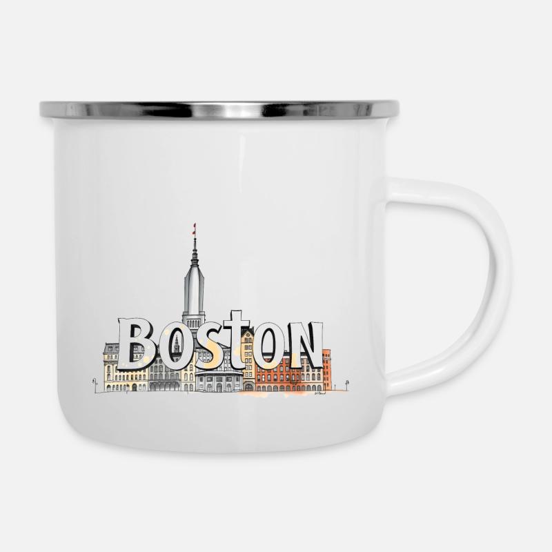 Boston USA Geschenkidee - Emaille-Tasse - Weiß