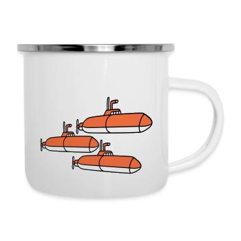 3 U-Boote Flotte Drei Geschwader Gruppe Team Crew - Emaille-Tasse - Weiß - Rechts