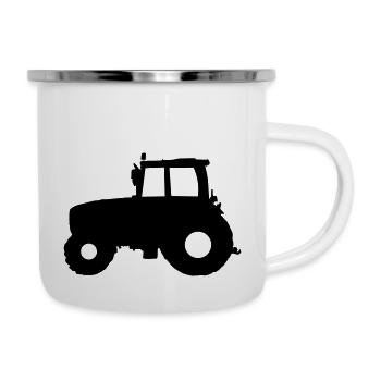 Traktor Trecker - Emaille-Tasse - Weiß - Rechts