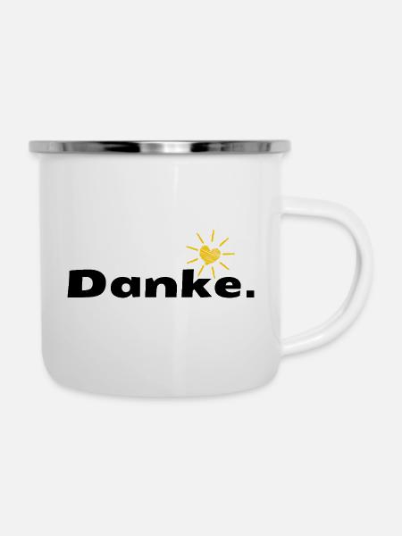 Sonnenherz Doodle - Emaille-Tasse - Weiß