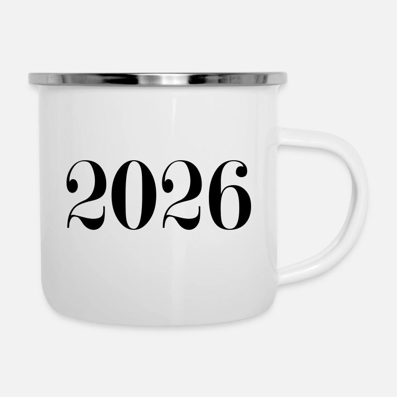 2026 - ein neues Jahr - Emaille-Tasse - Weiß