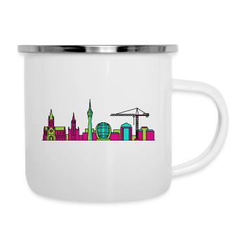 Glasgow City Skyline Clyde Arc Moderne Linienkunst - Emaille-Tasse - Weiß - Rechts