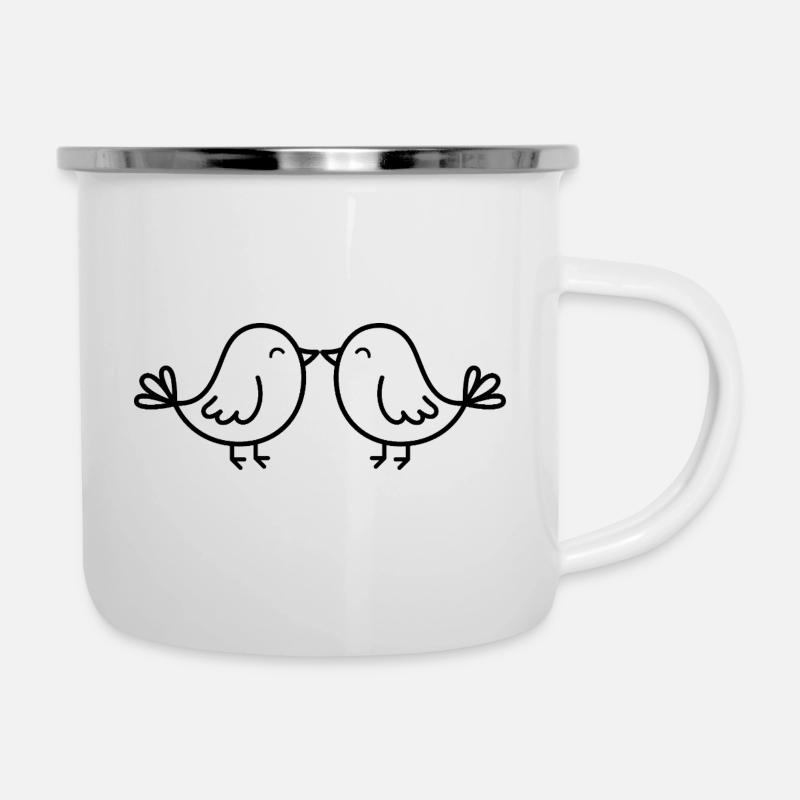 Oiseaux mignons - Tasse émaillée - blanc