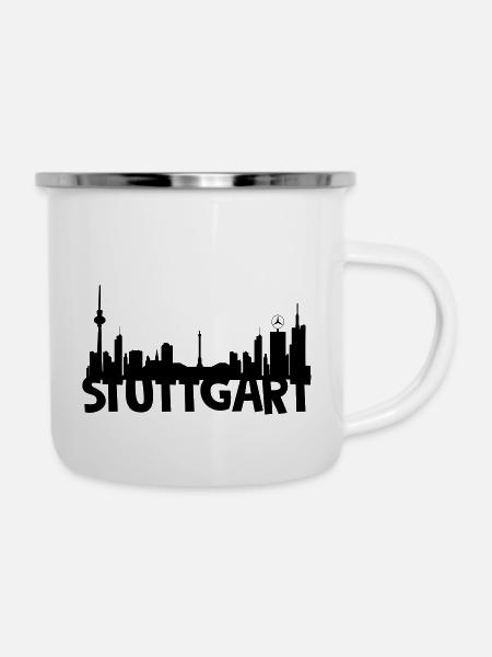 Stuttgart Skyline - Emaille-Tasse - Weiß