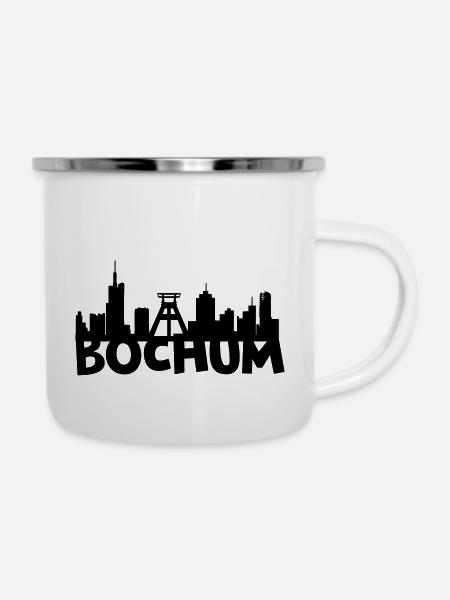 Bochum Skyline - Emaille-Tasse - Weiß