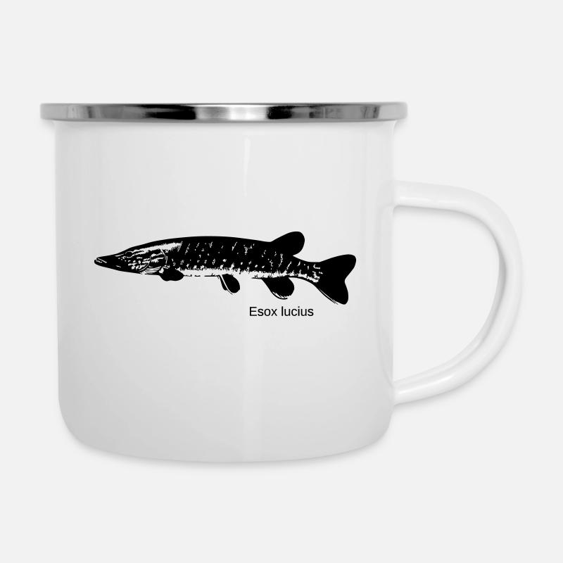 Pike Esox Lucius - Tasse émaillée - blanc