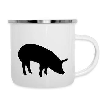 Sow pig schnitzel vector color selectable - Camper Mug - white - Right