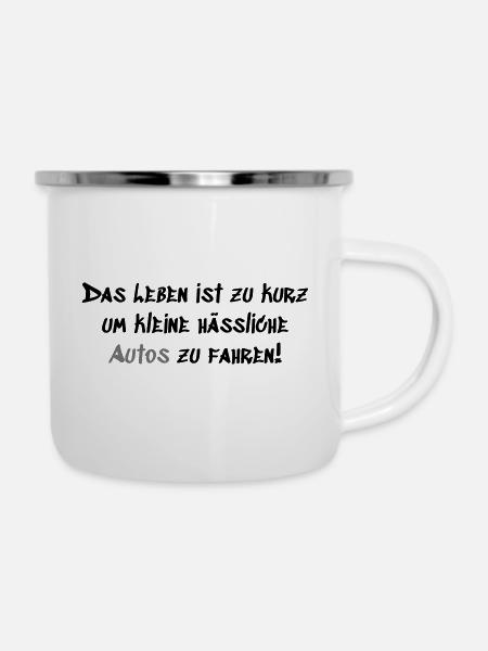 Kleine hässliche Autos - Emaille-Tasse - Weiß